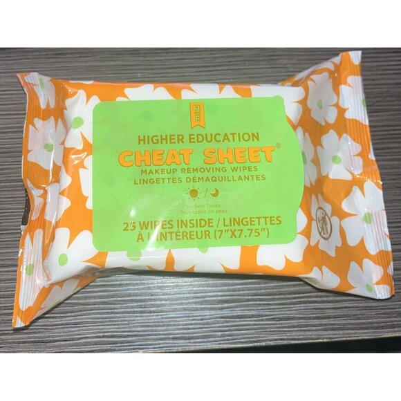 Higher Education CHEAT SHEET Makeup Removing & Cleans 25 Wipes Inside exp 12/25 - Picture 1 of 1